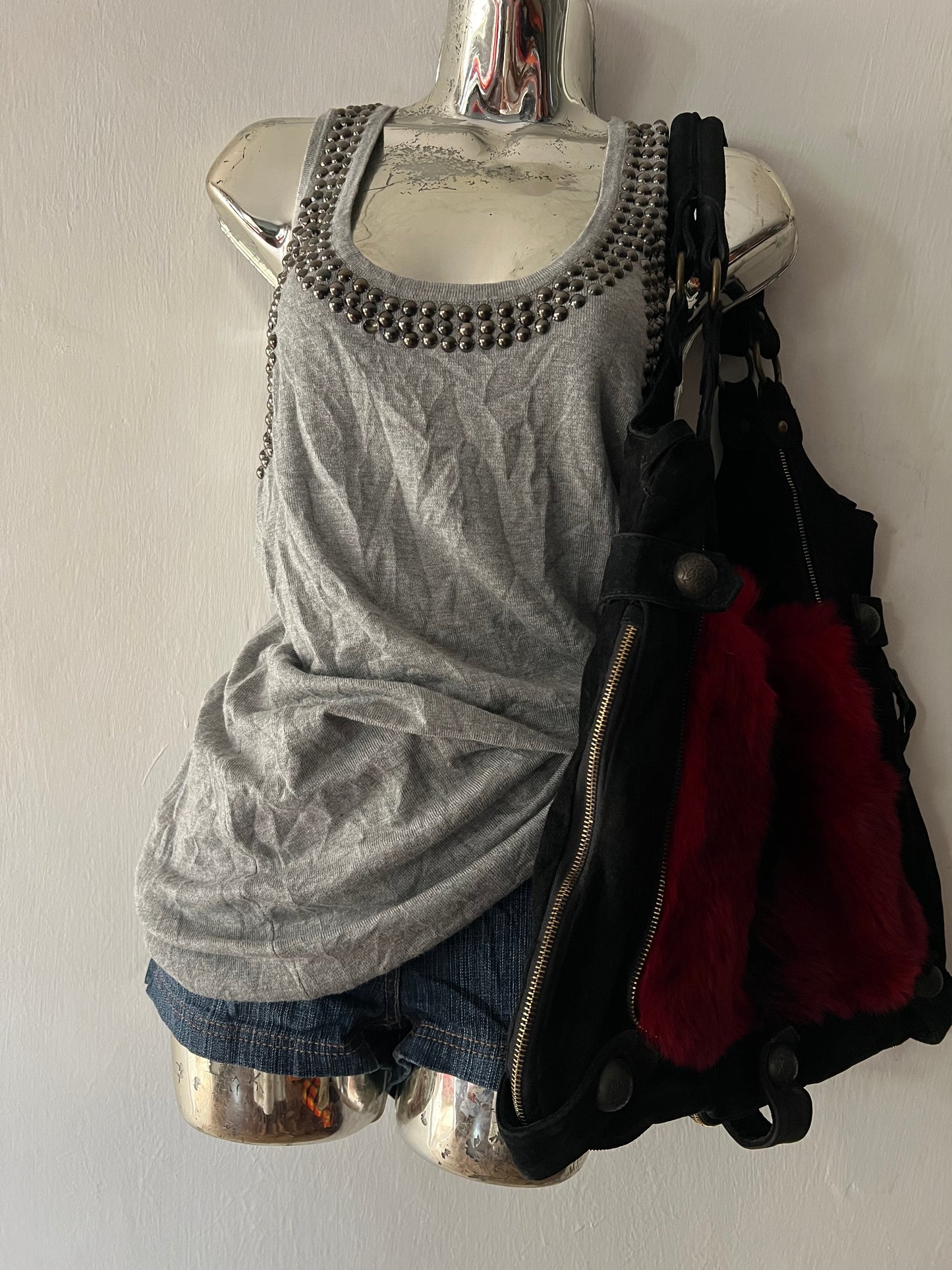 Studded grey tank top