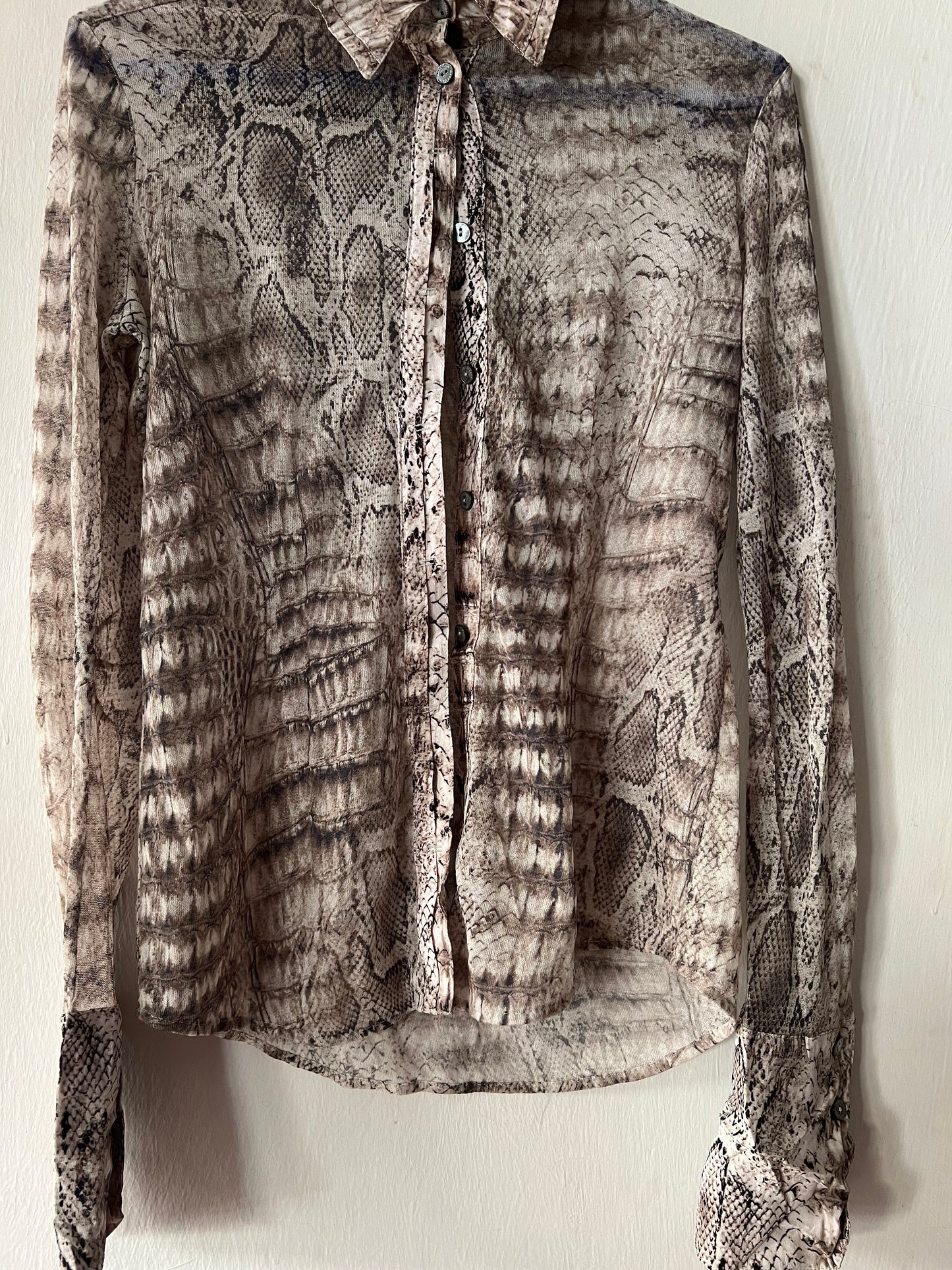 Beige snake print vintage blouse