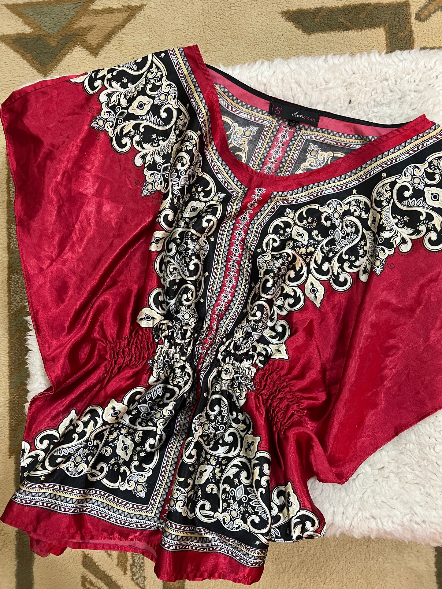 Baroque Satin Batwing Blouse