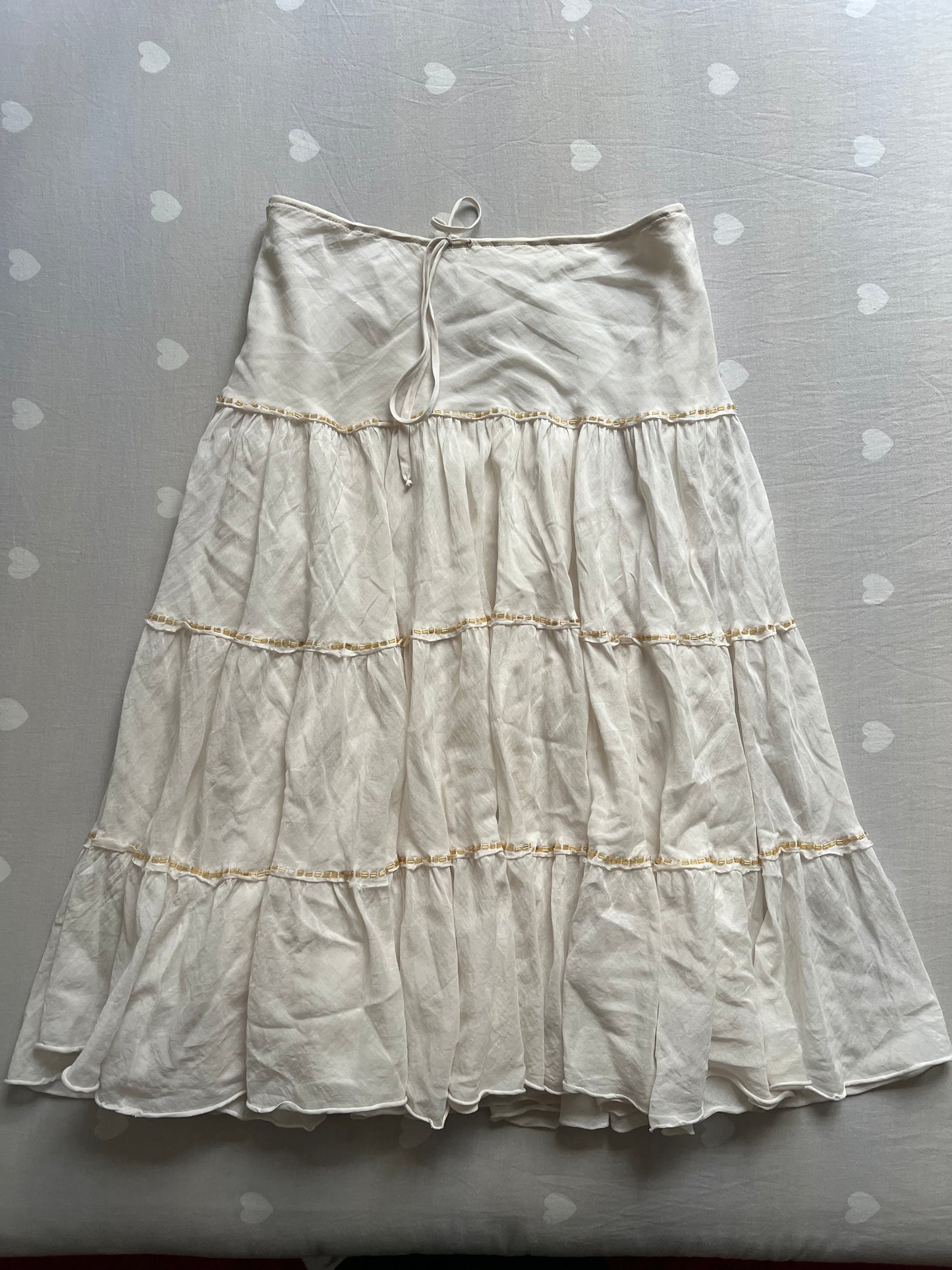 Beaded Tiered Midi Skirt