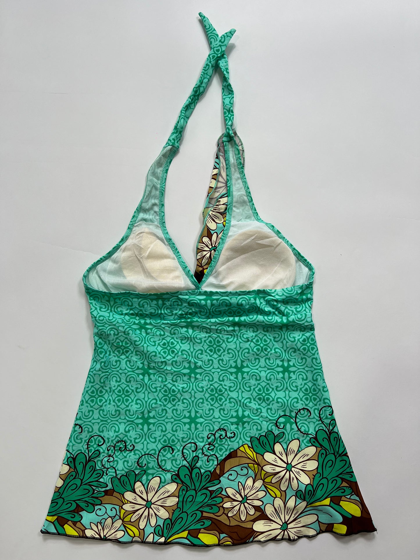 Green Floral Print Halter Top