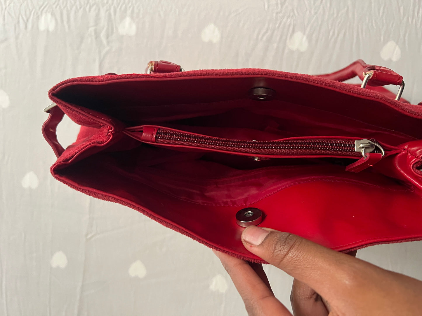 Red Boxy Shoulder Bag
