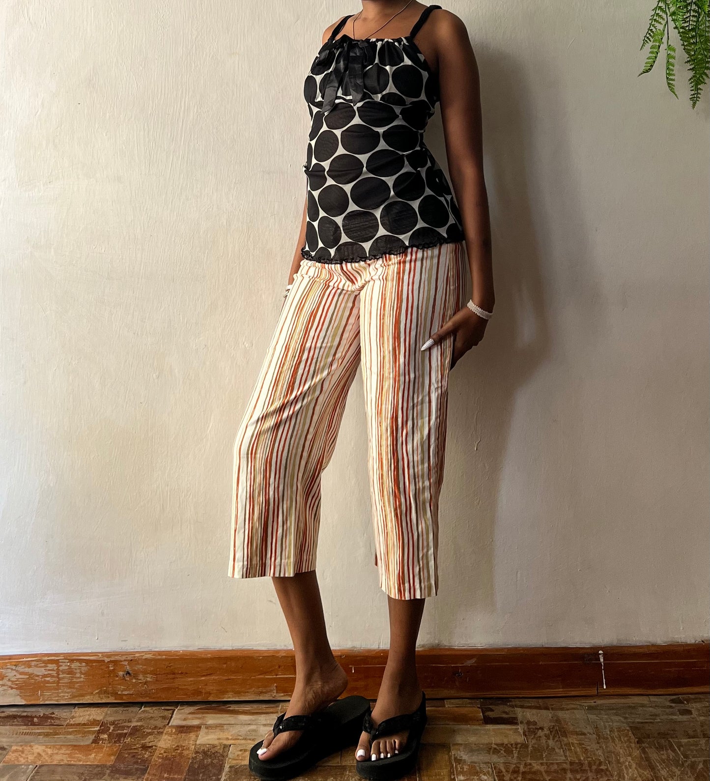 Polka dot mesh top