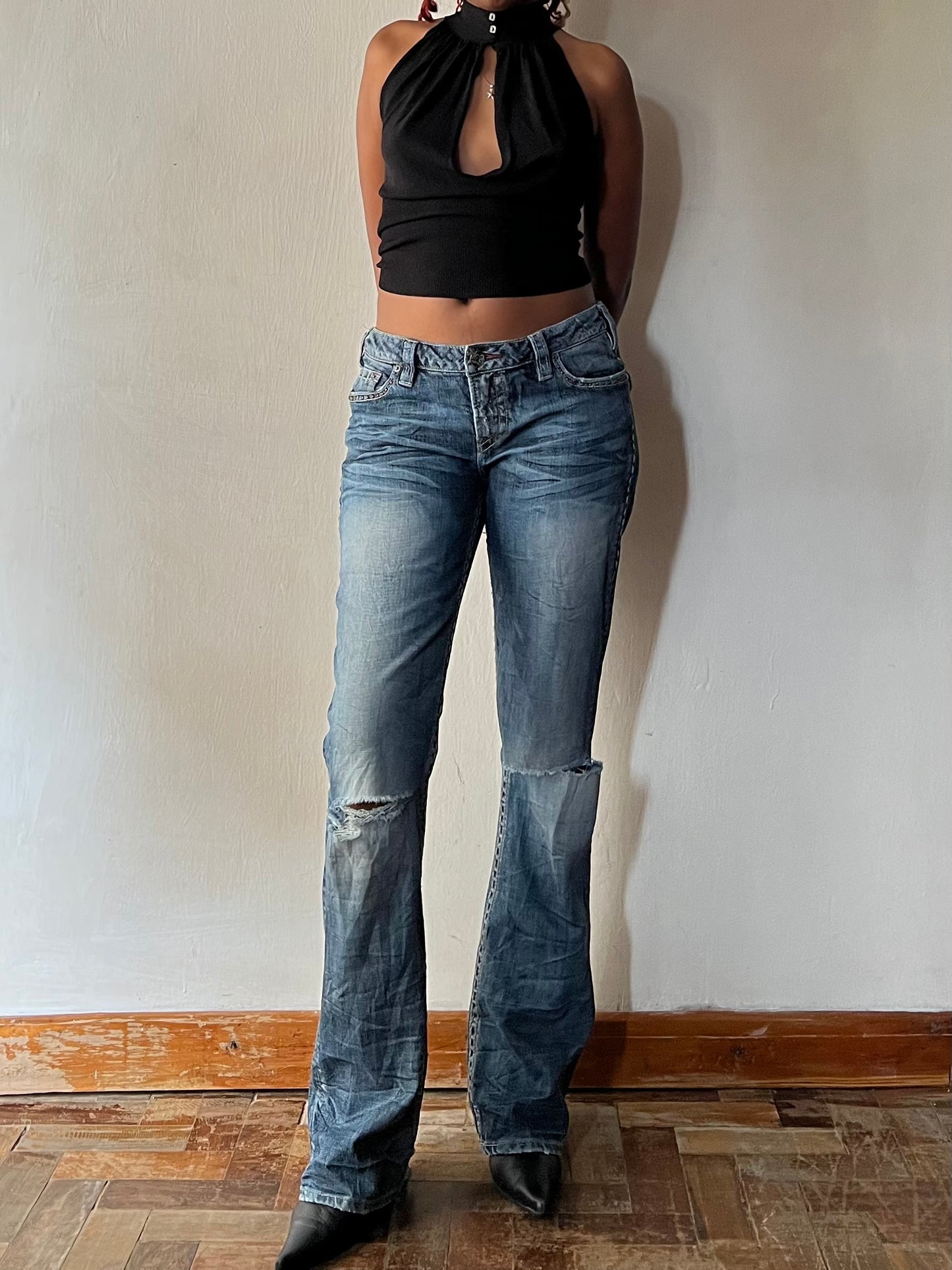 Distressed ragged Lowrise y2k jeans