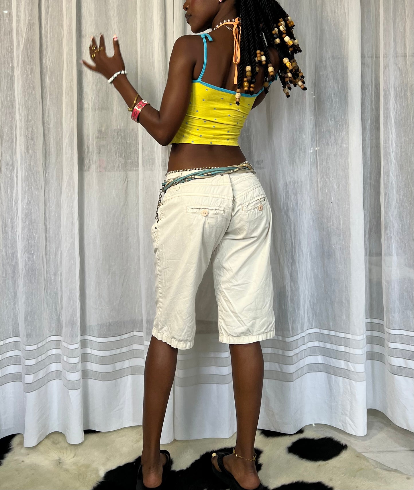 Cream Cotton Capri Pants