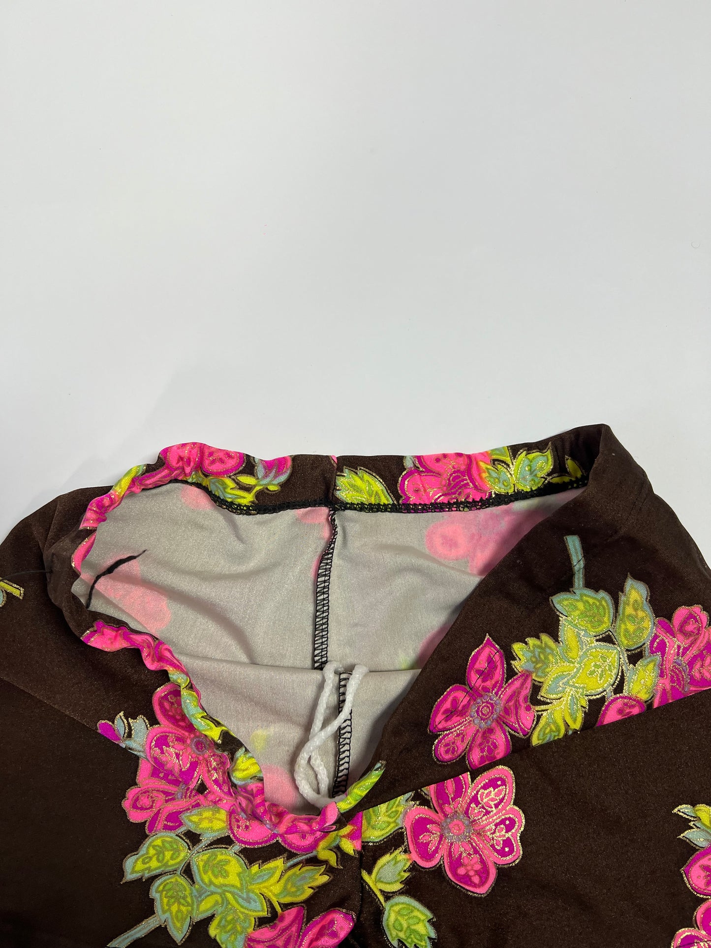 Chocolate brown floral swim shorts