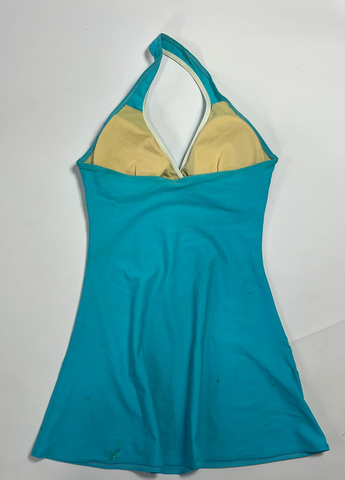 Turquoise Floral Halter Swim Dress