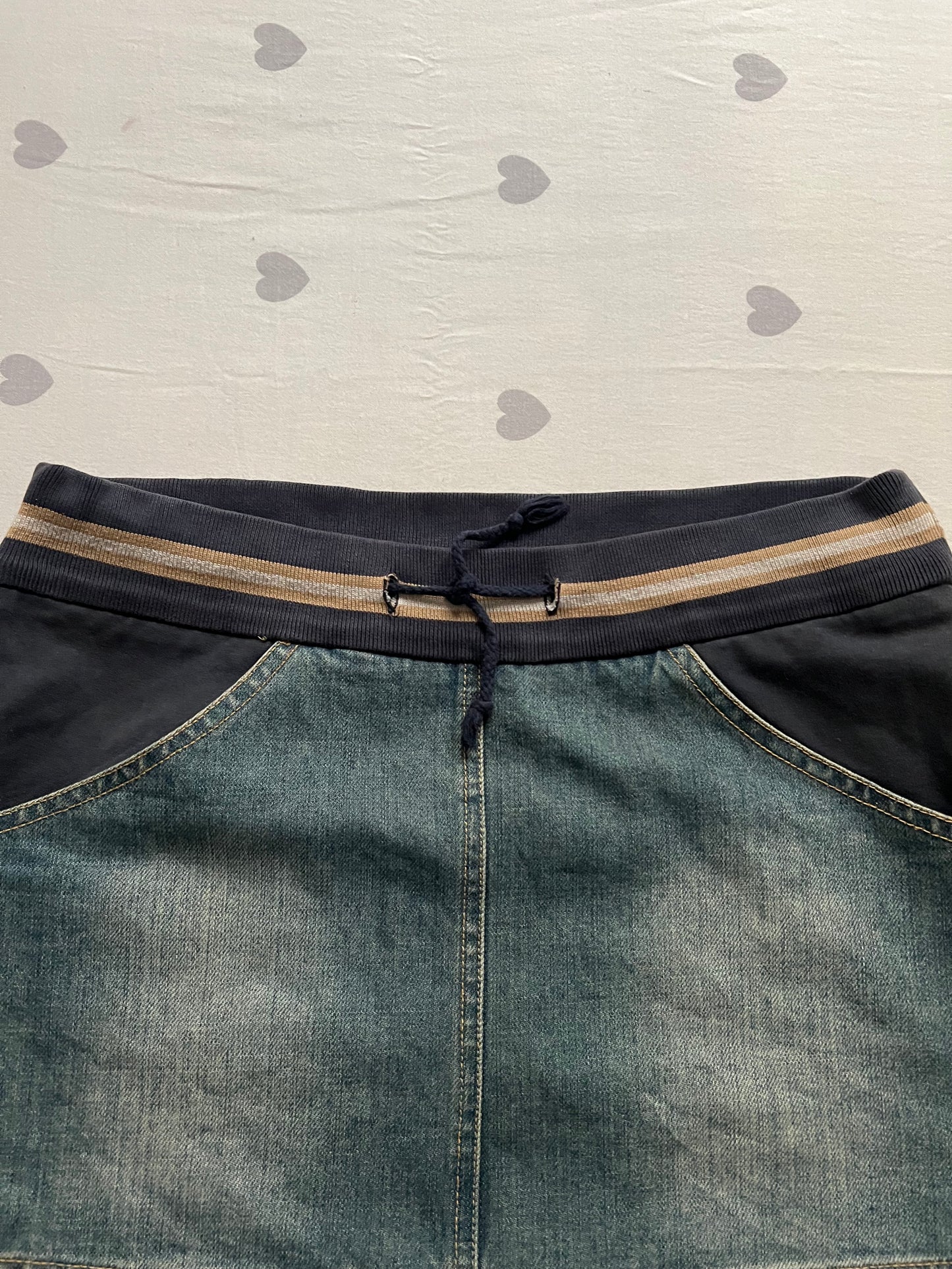 Reworked denim mini