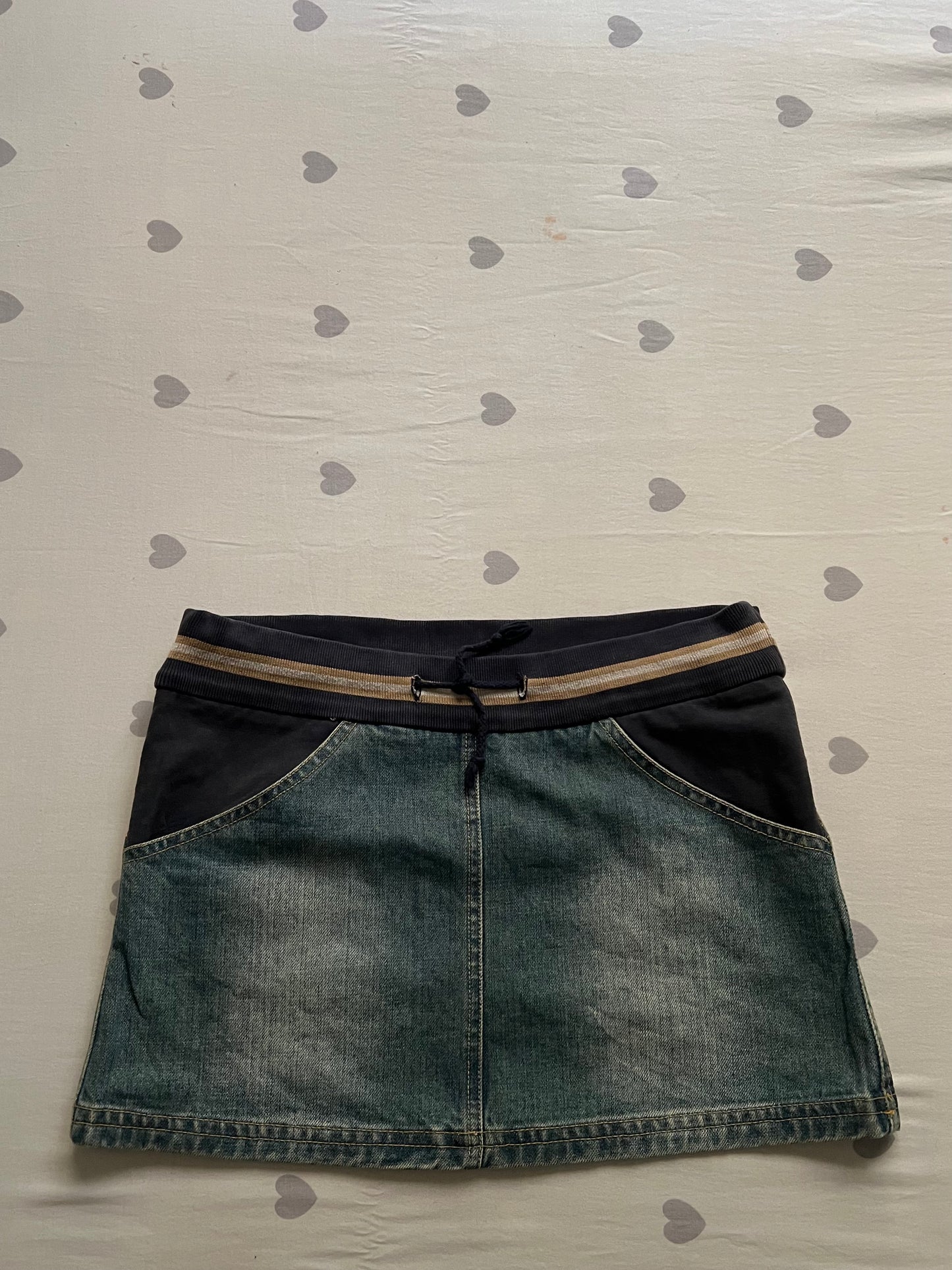 Reworked denim mini