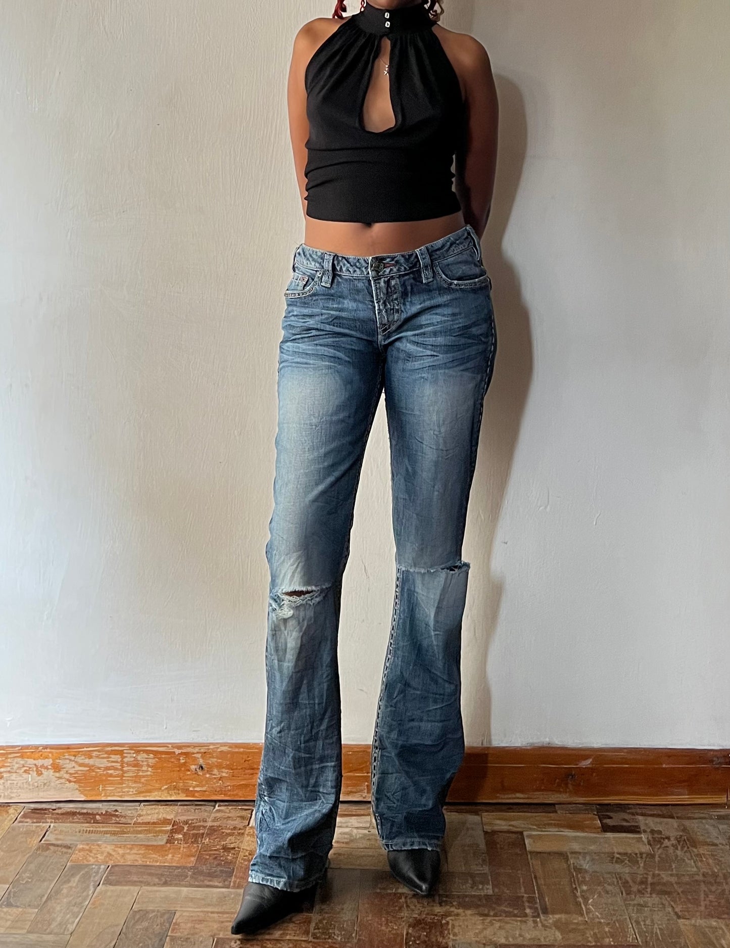 Distressed ragged Lowrise y2k jeans