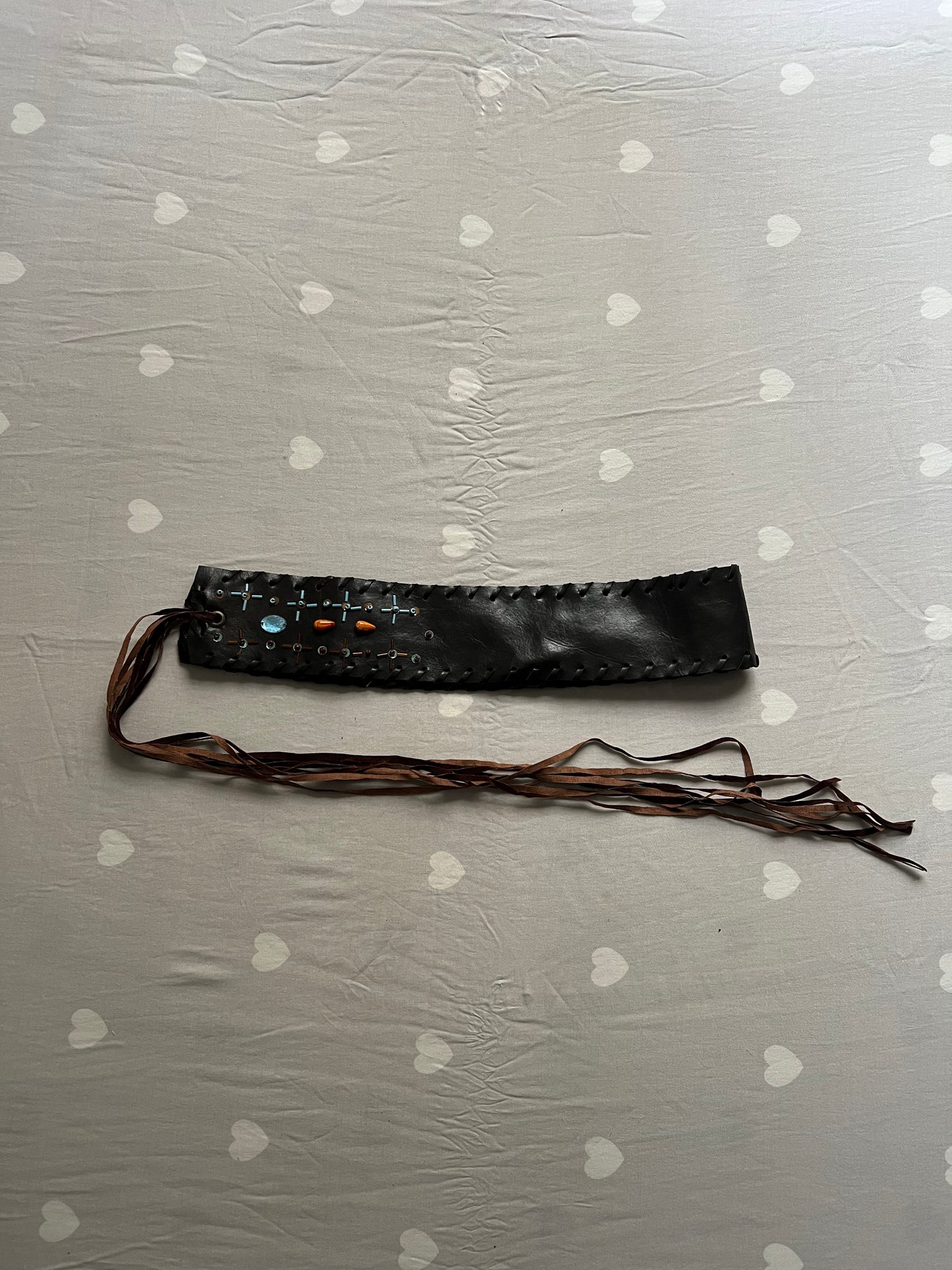 Beaded Wide fitted fringe belt