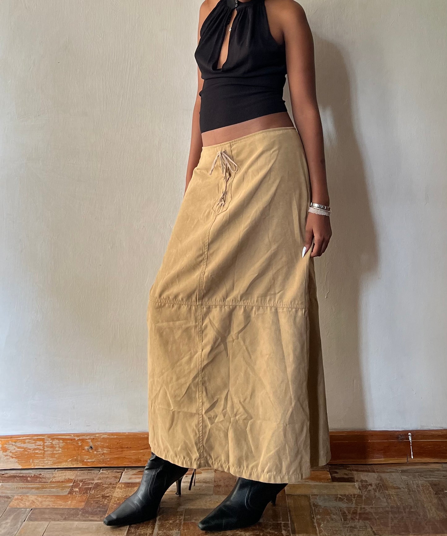 Suede Tan Maxi/Midi Pencil skirt