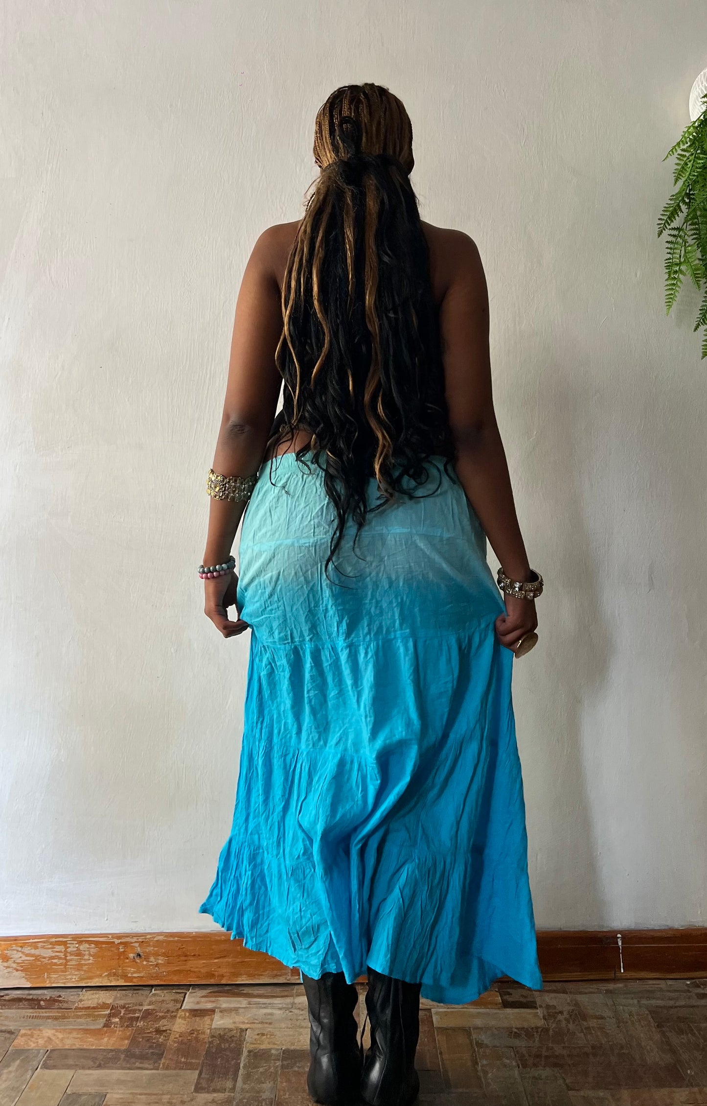 Blue gradient toned maxi skirt