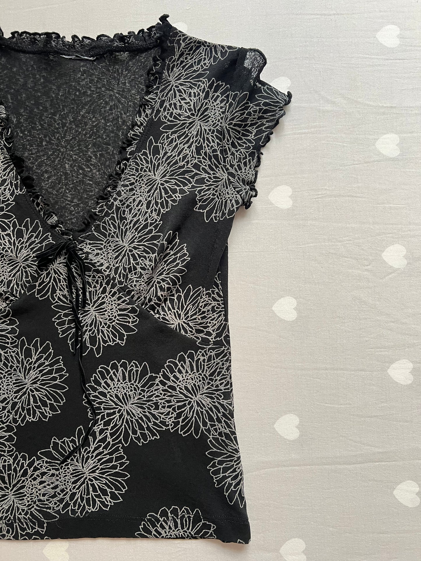 Mesh floral print top