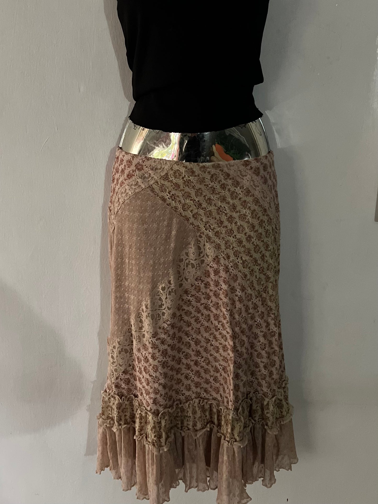 Patch work lace coquette midi