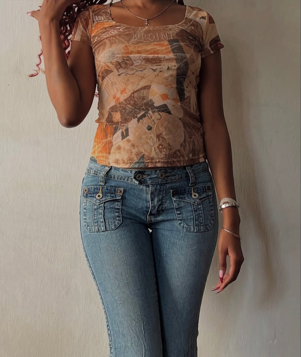Vintage sheer graphic mesh tee