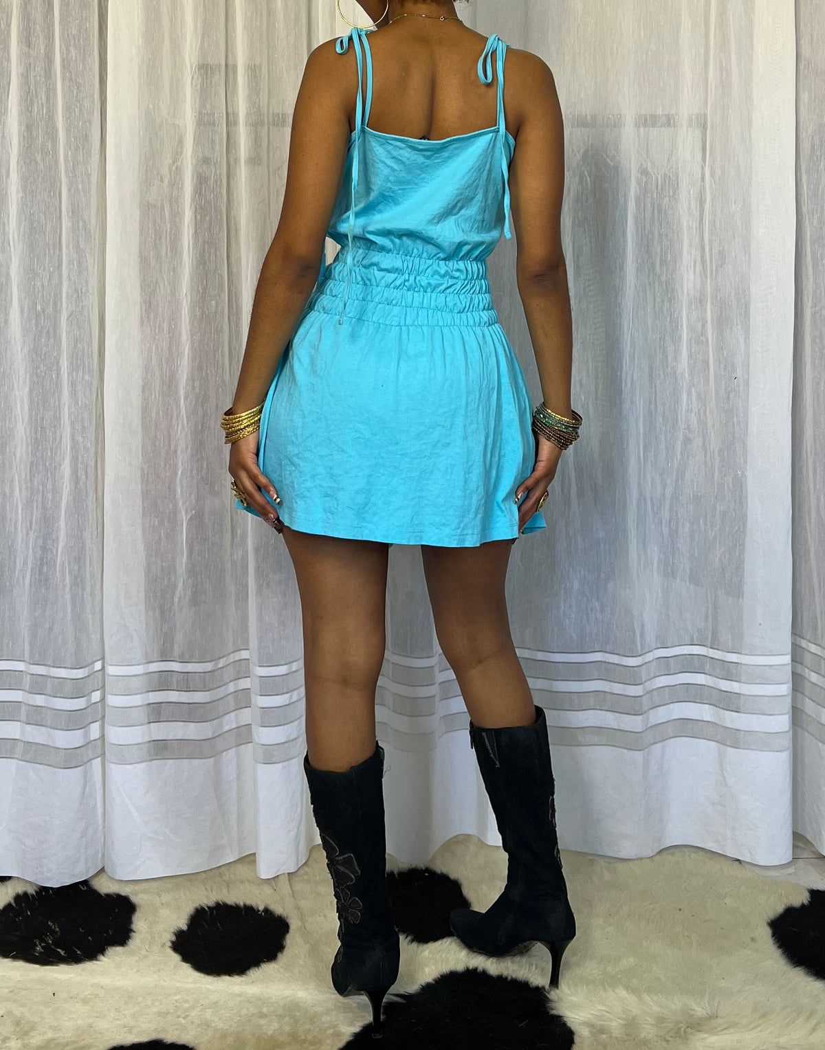 Blue smoked dress