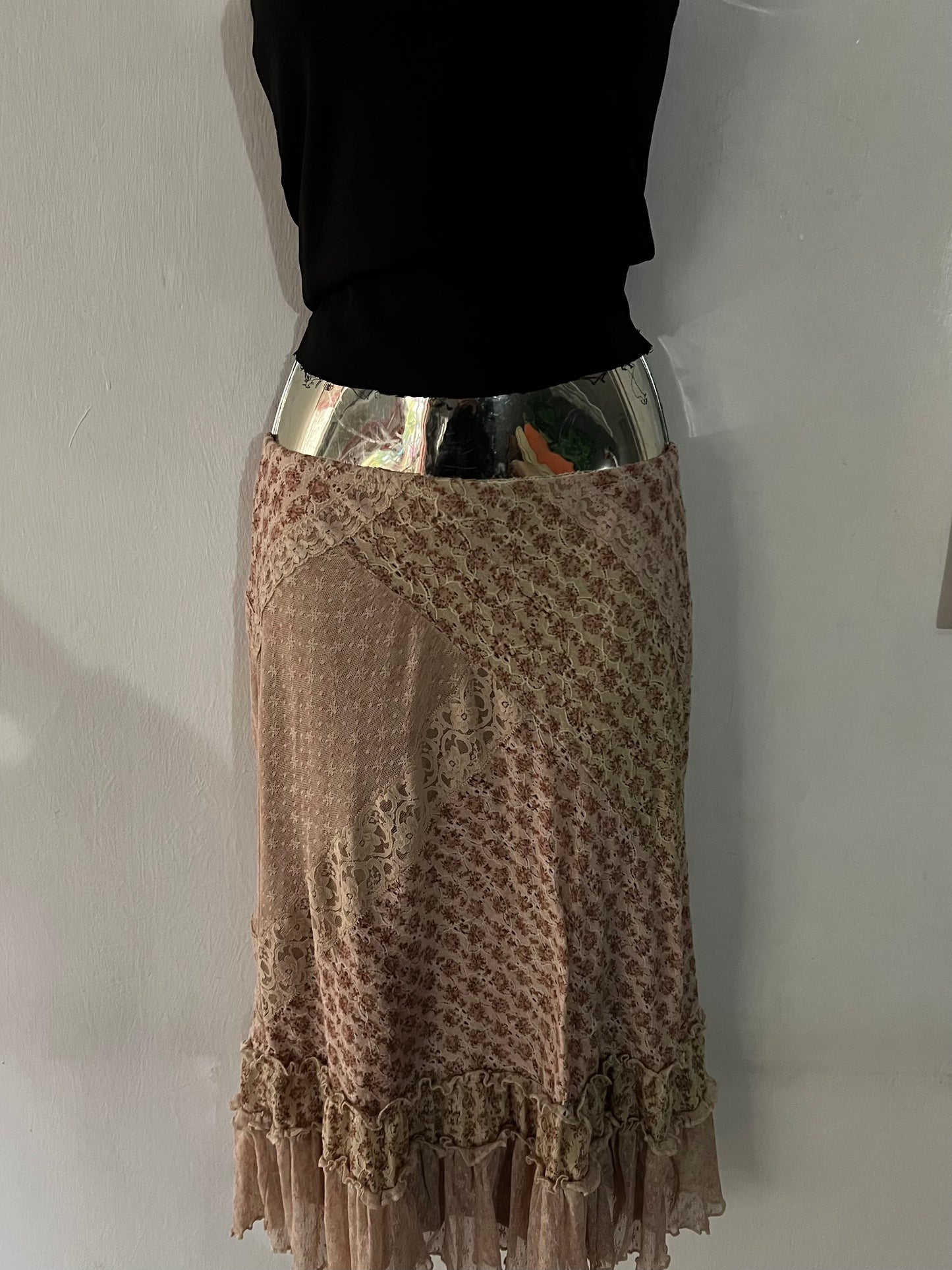 Patch work lace coquette midi