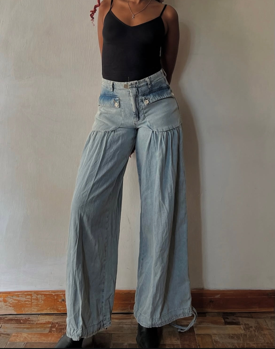 Retro wide leg pants