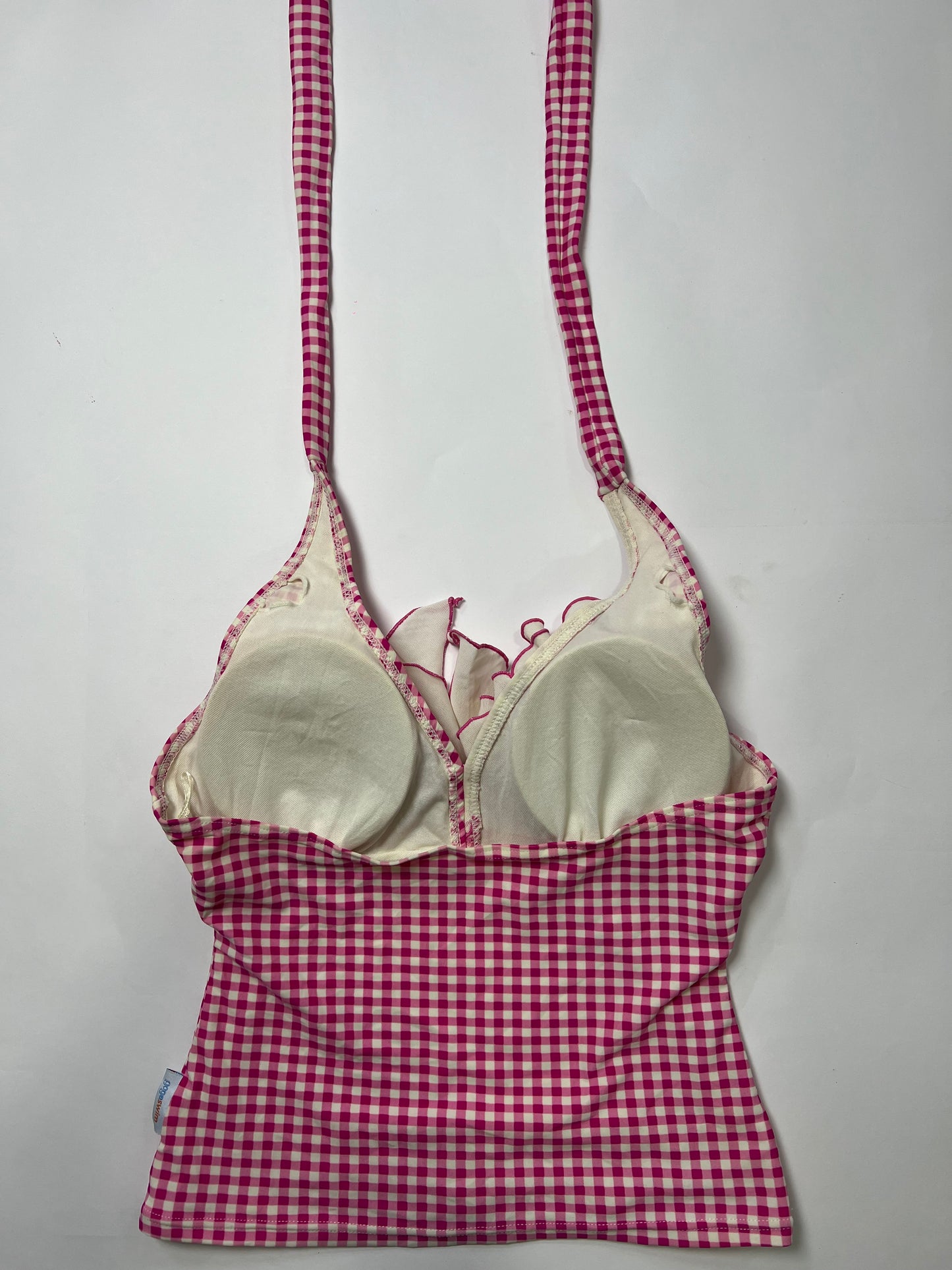 Pink Gingham Ruffle Tankini Halter Top