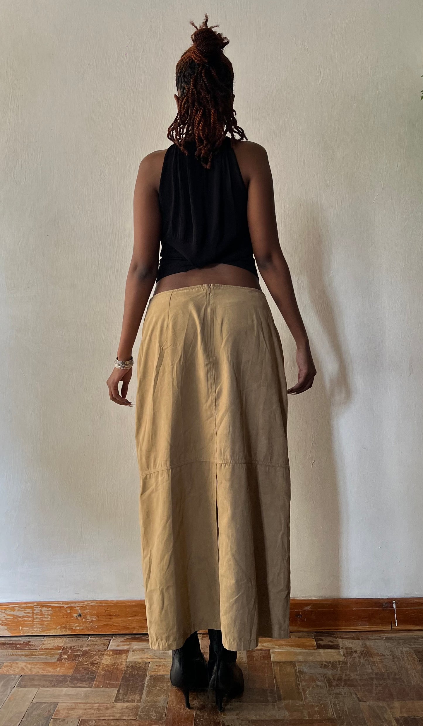 Suede Tan Maxi/Midi Pencil skirt