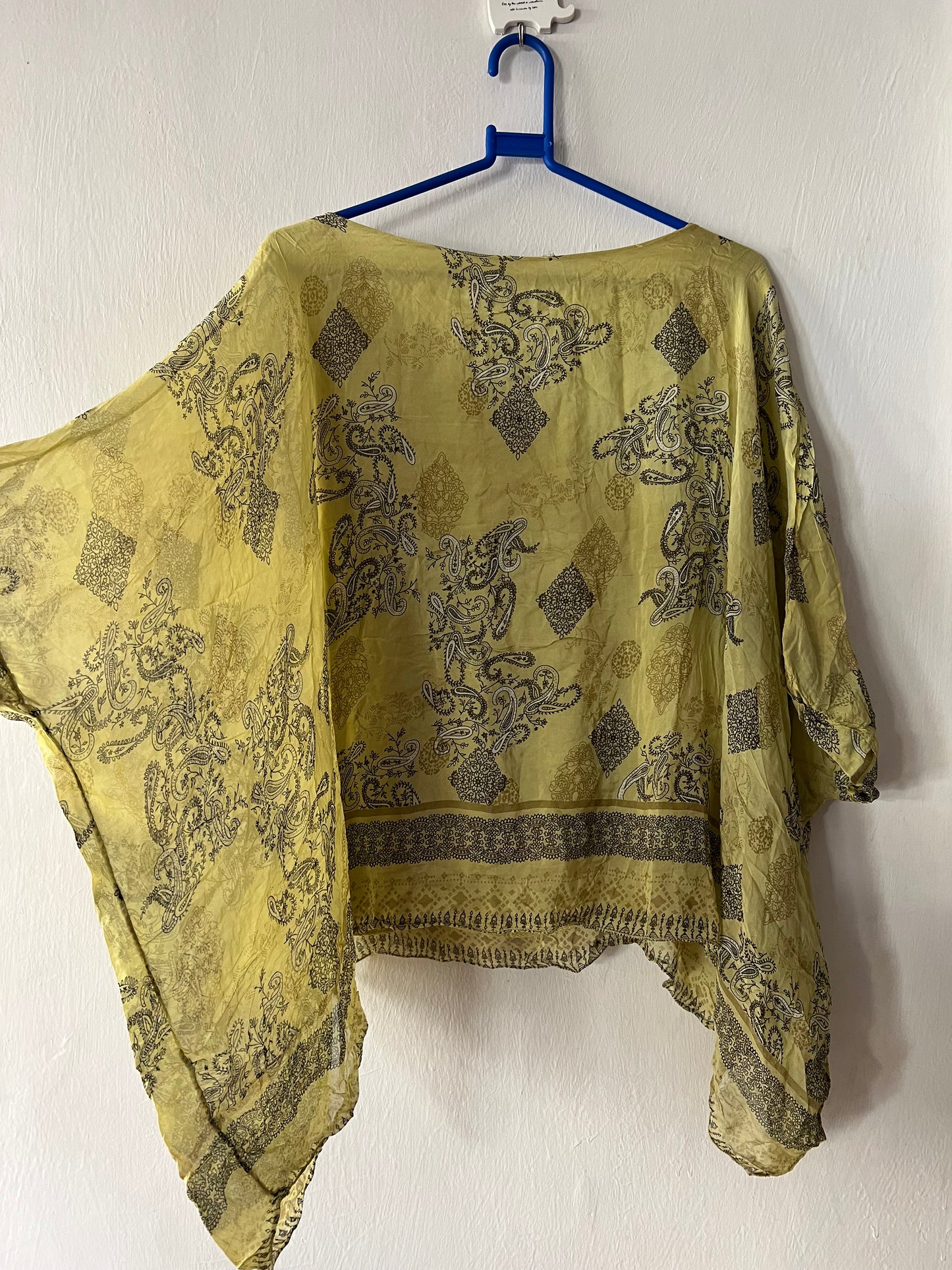 Green paisley print boho top