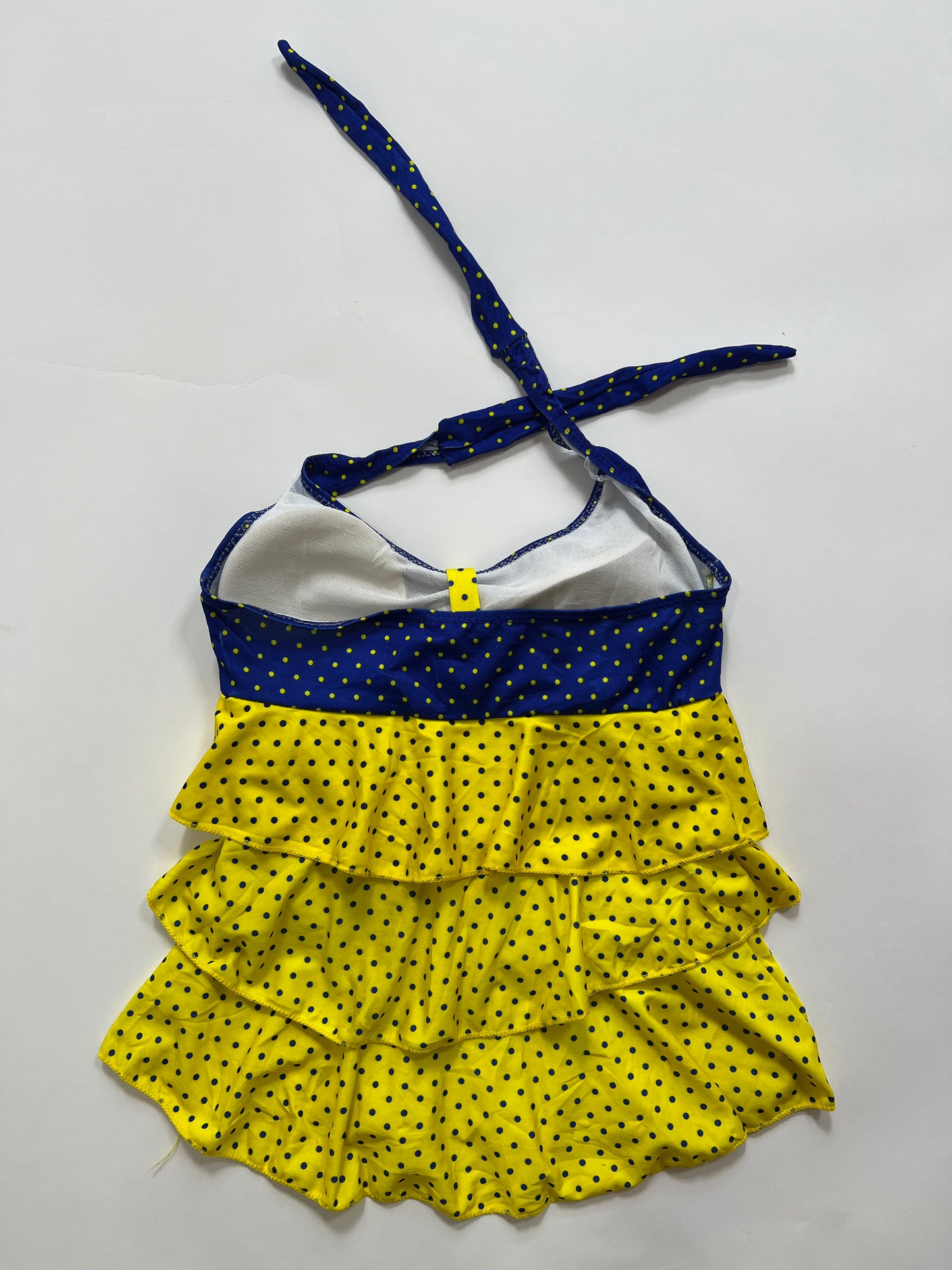 Blue & Yellow Polka Dot Halter Top