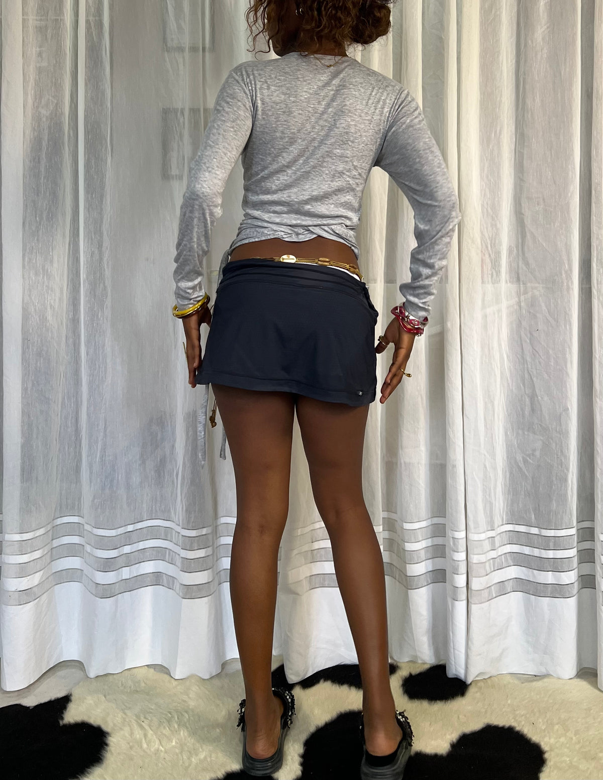 Grey Wrap-Tie Top