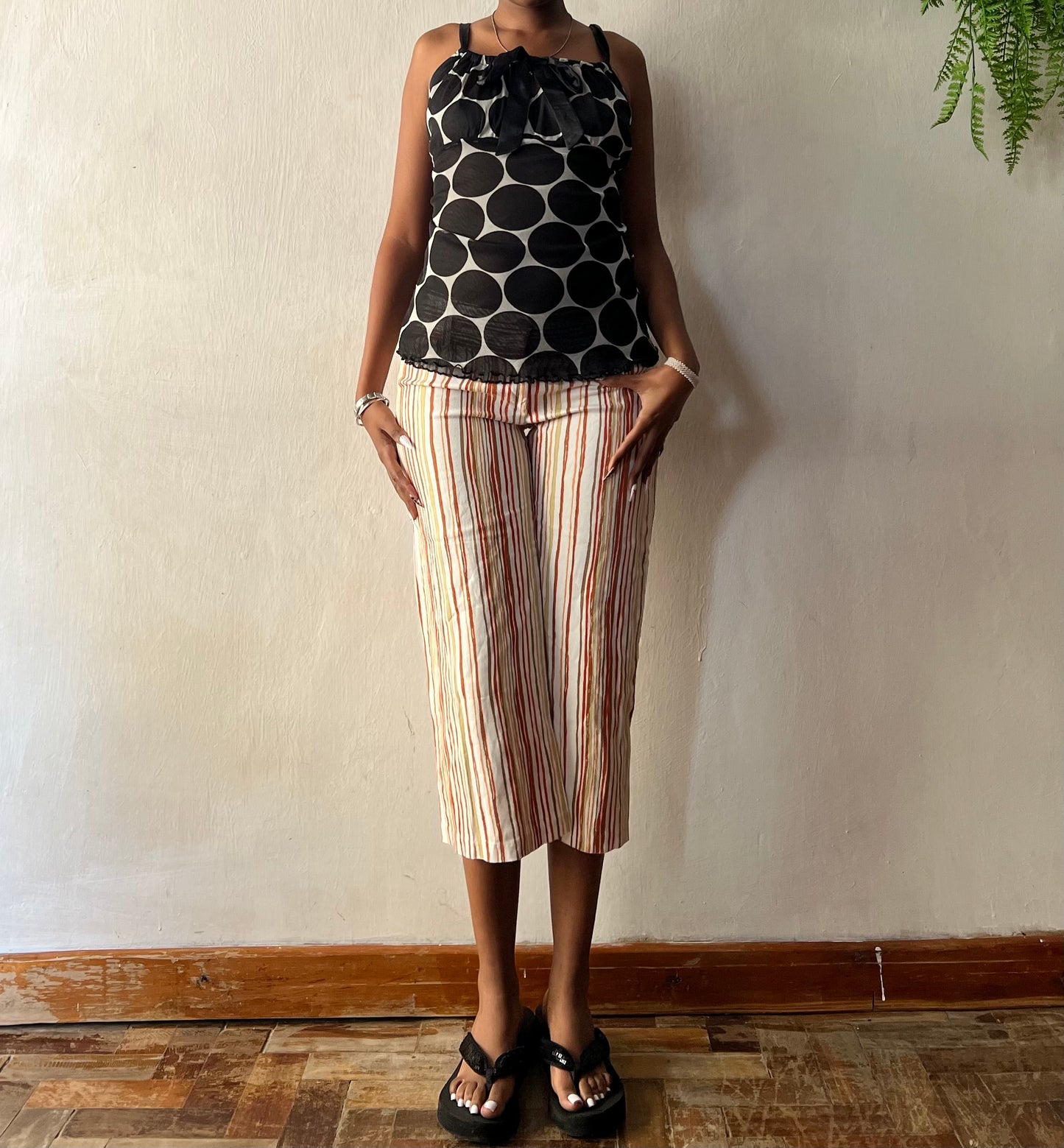 Polka dot mesh top
