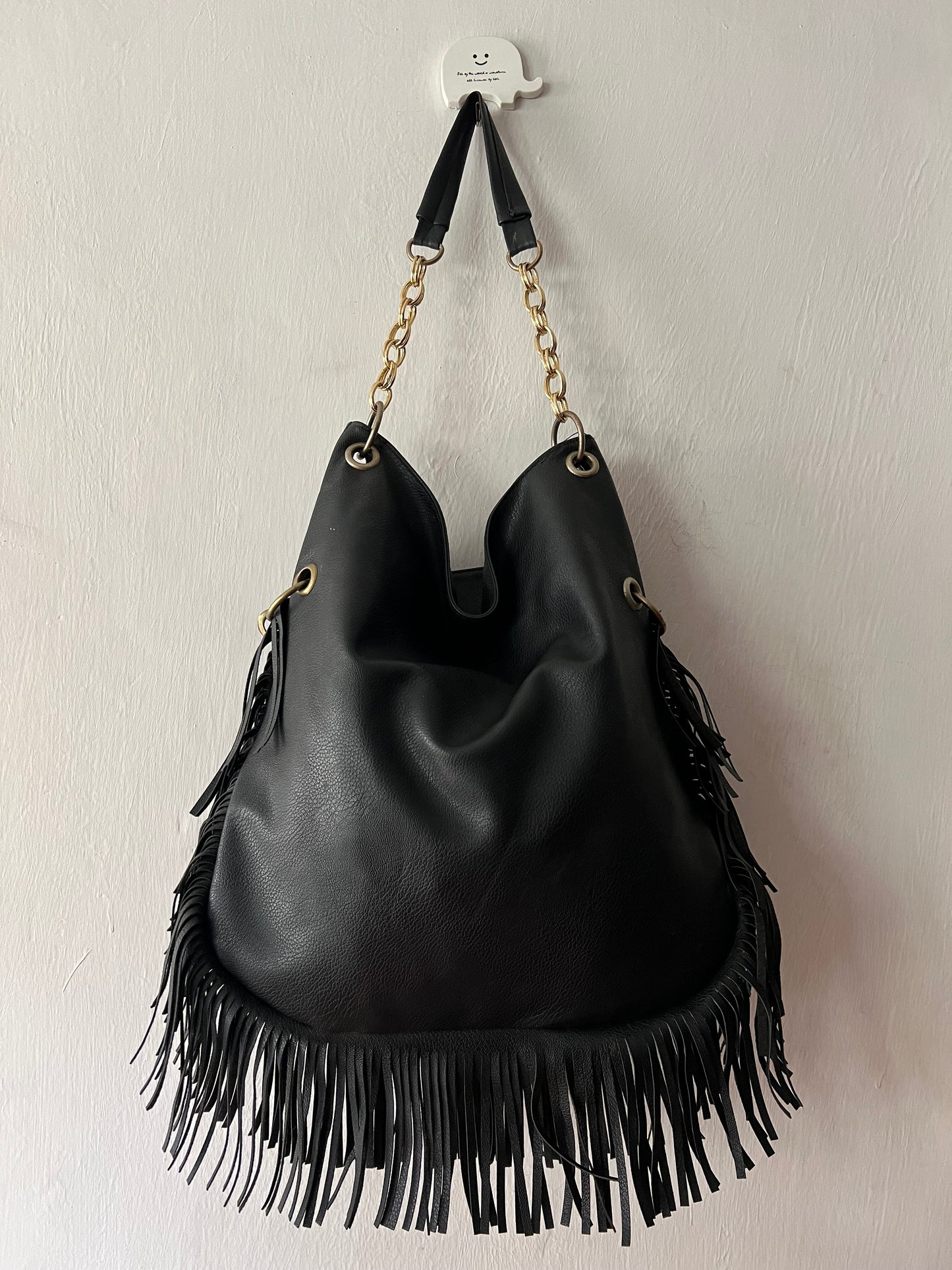 Studded Fringe Hobo Bag