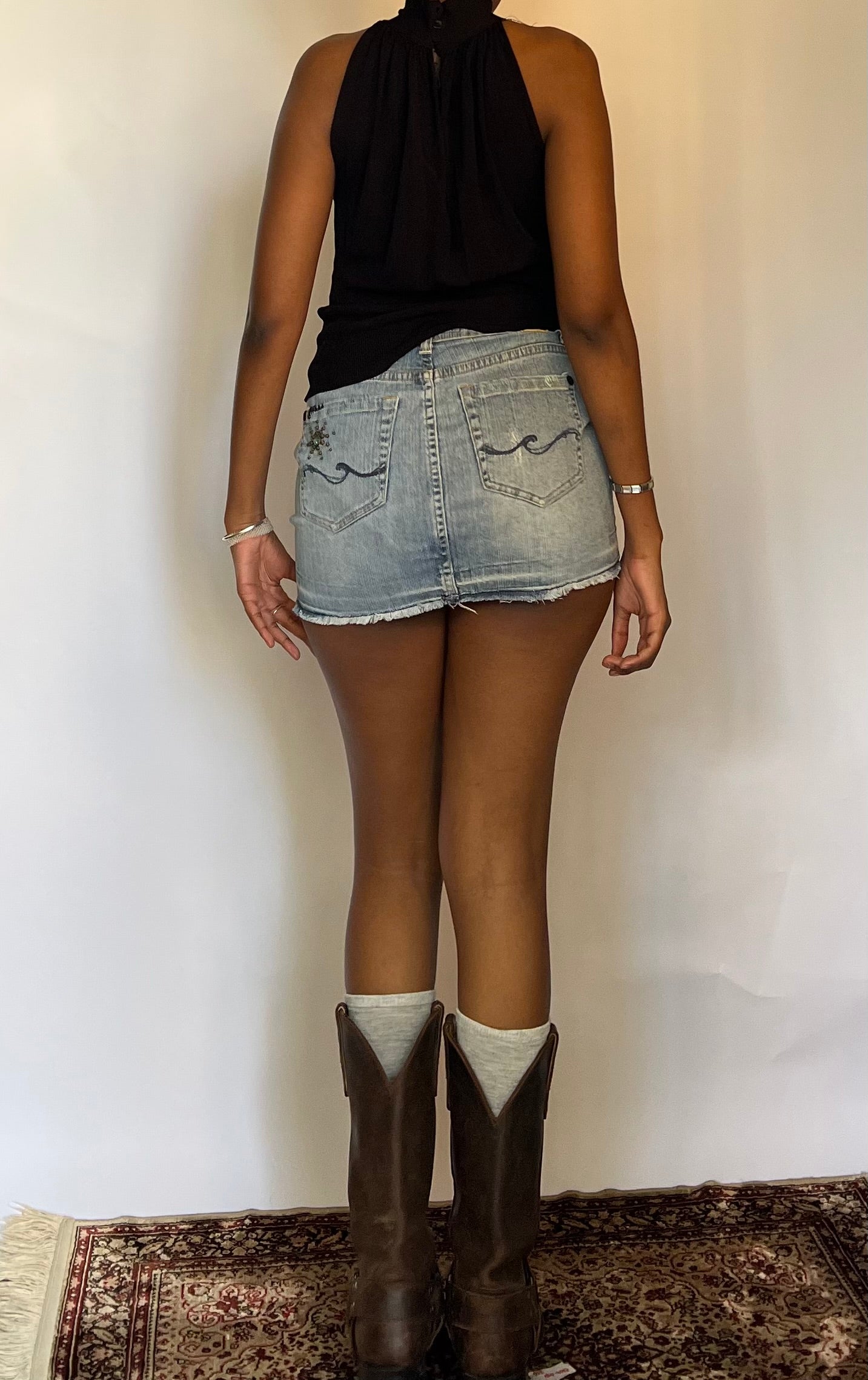 Y2k denim mini skirt