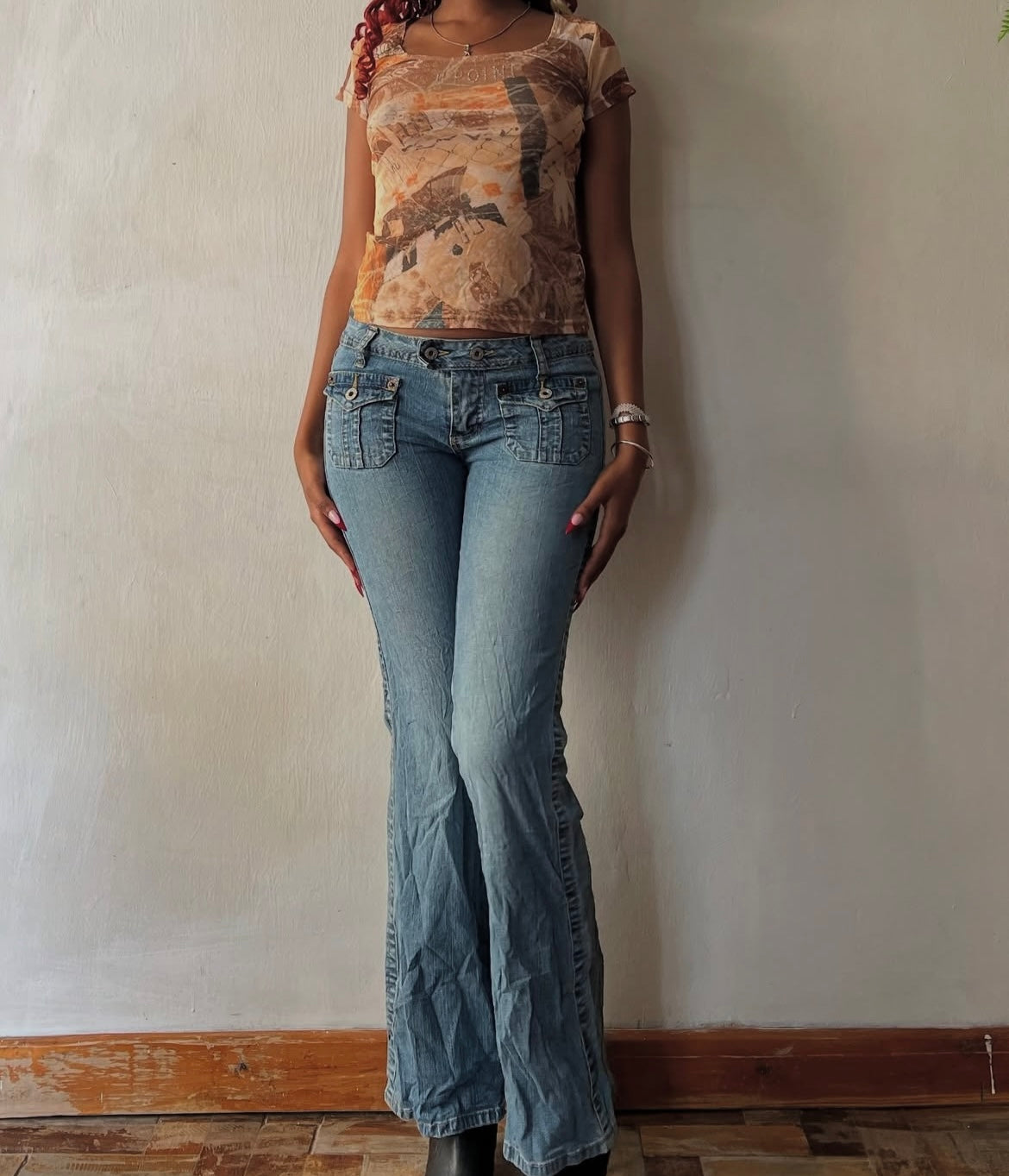 Vintage sheer graphic mesh tee