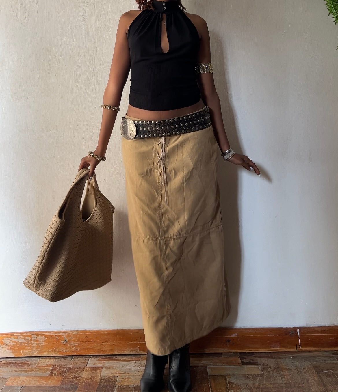 Suede Tan Maxi/Midi Pencil skirt