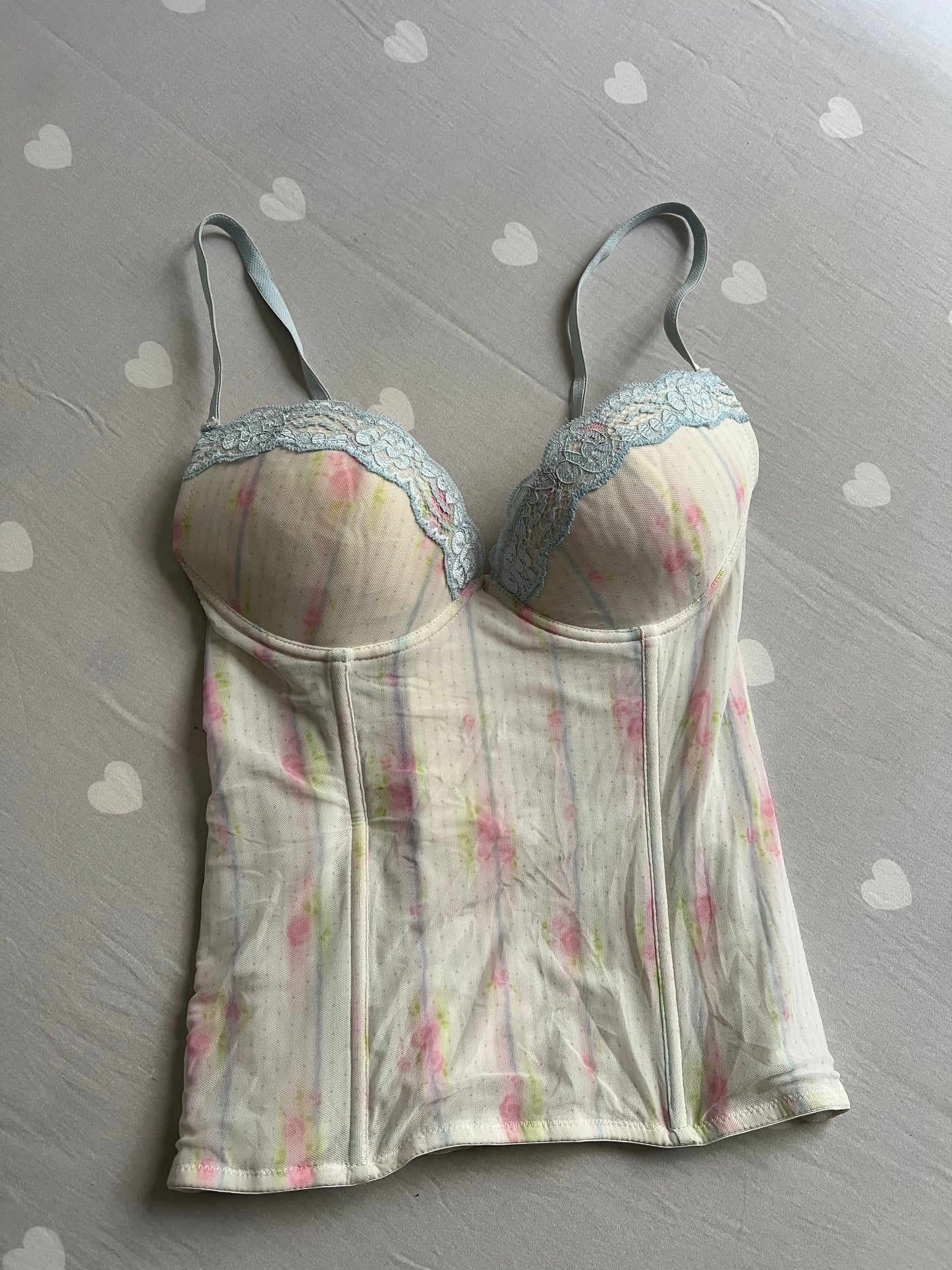 Floral print dainty corset top