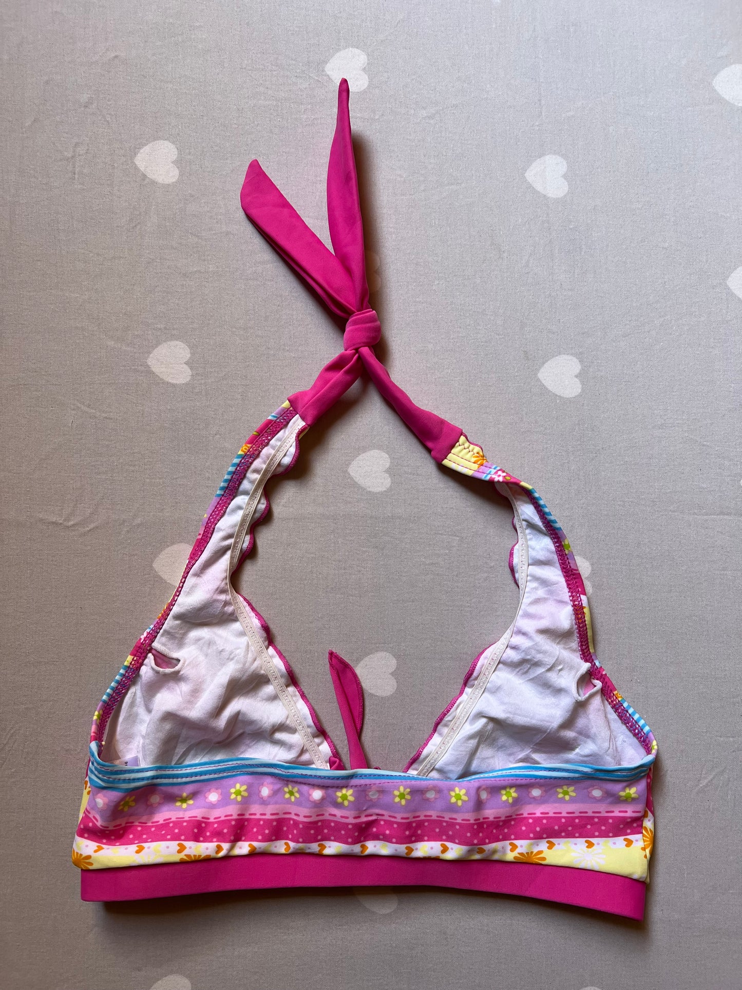 Multicolored floral print bikini top