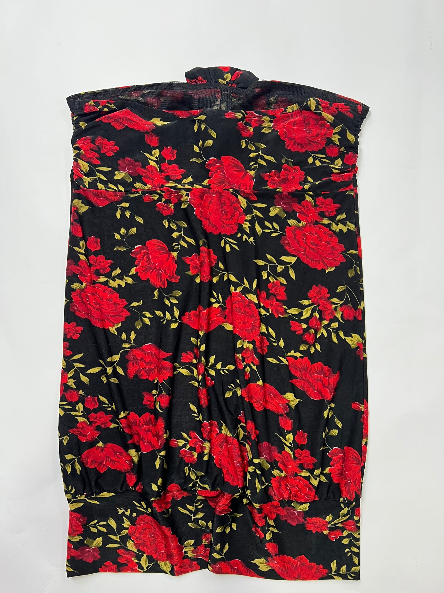 Black & Red Floral Halter Bandeau Top