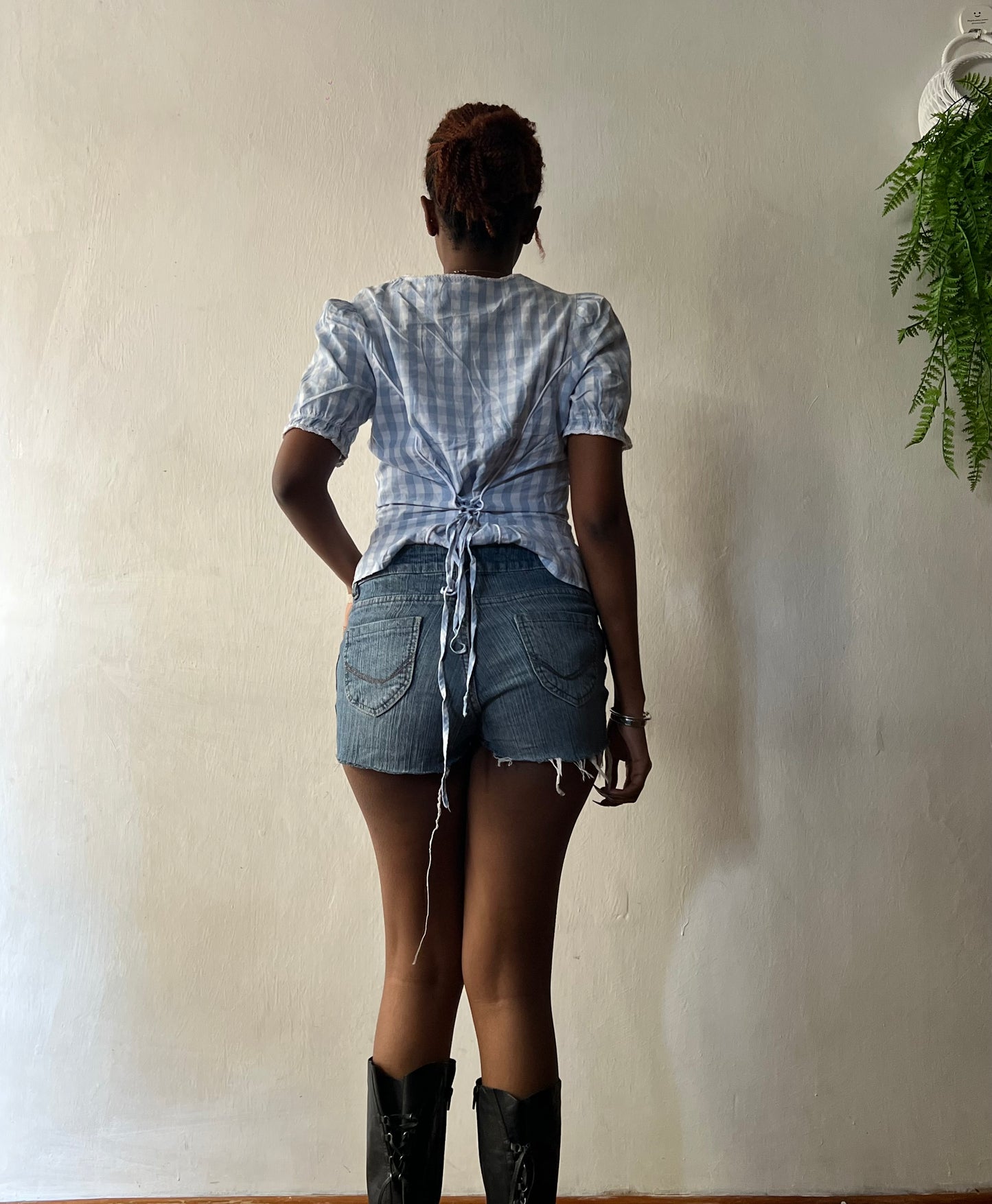 Gingham button down top