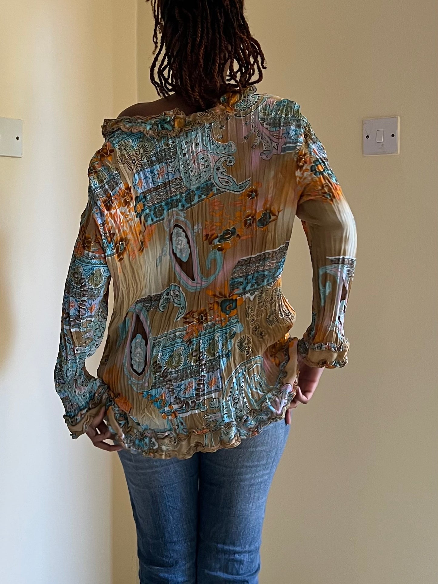 Pleated vintage ruffle blouse