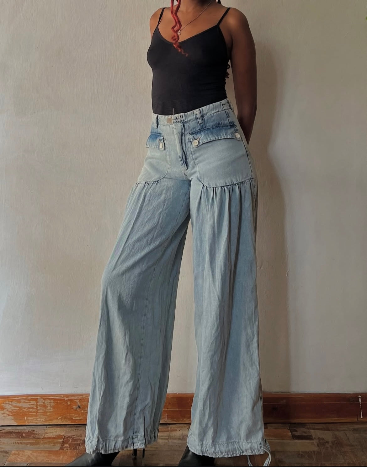 Retro wide leg pants