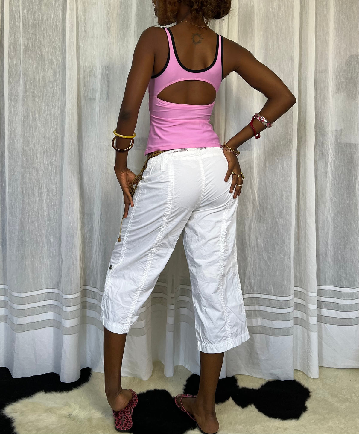 Pink Ruched Graphic Tank