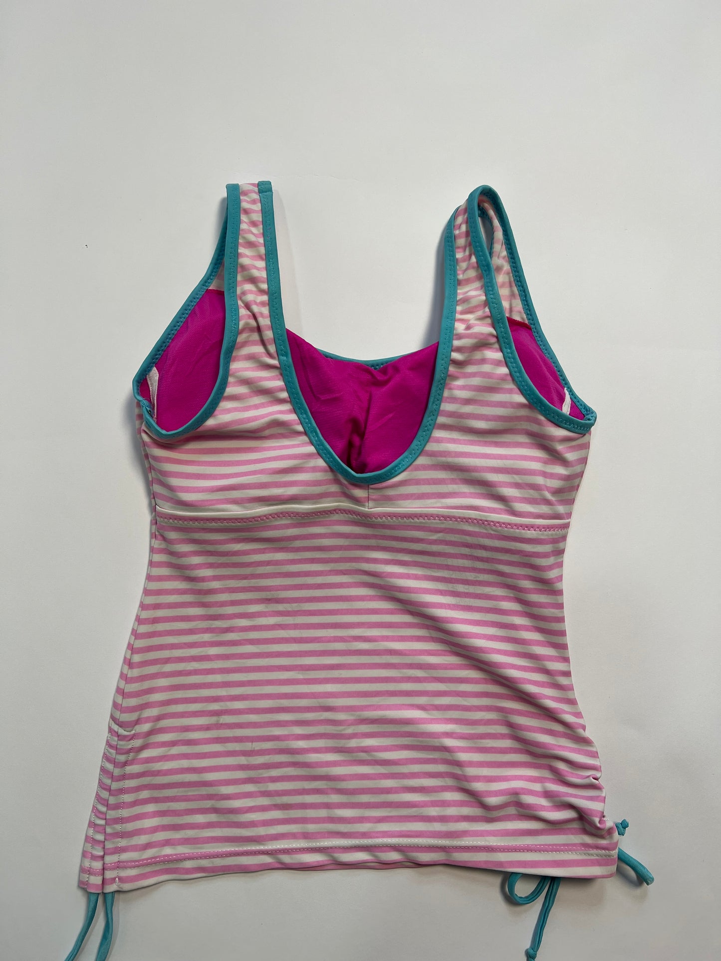 Pink Striped Ruched Tankini