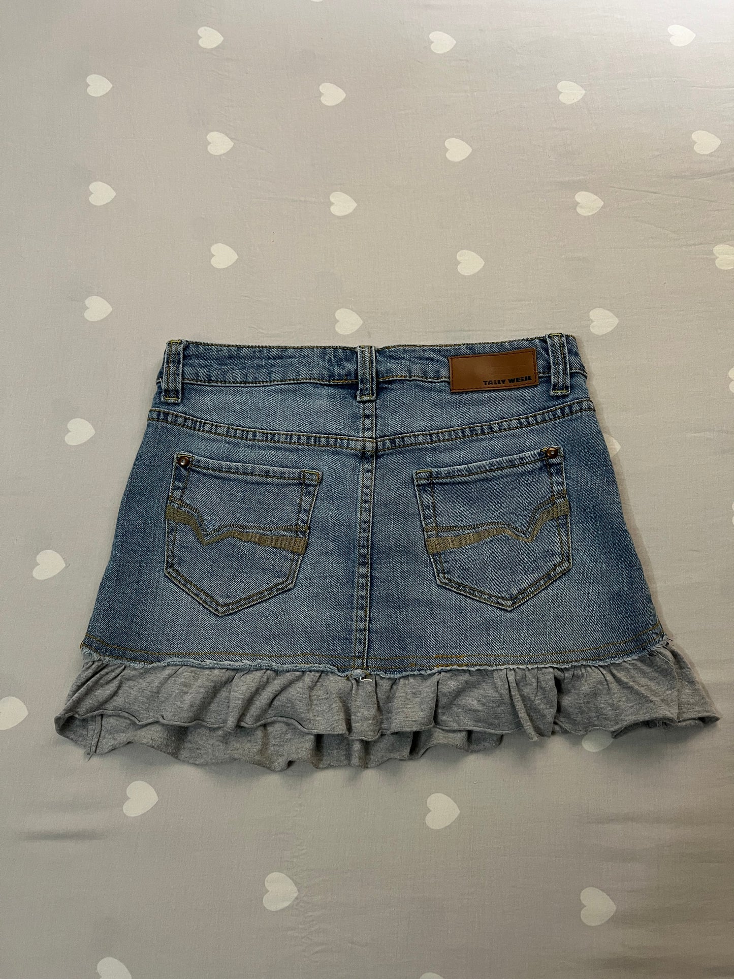 Reworked denim mini skirt