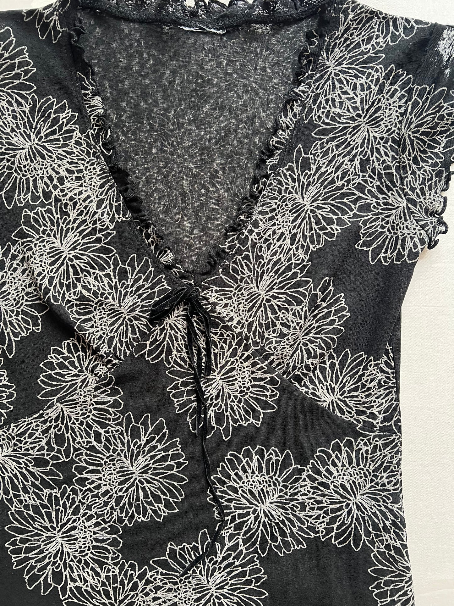 Mesh floral print top