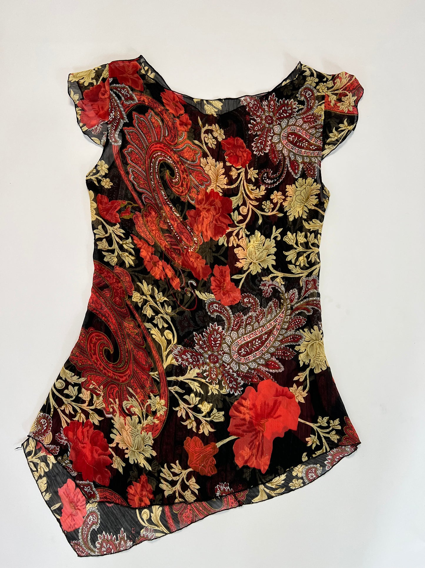 Floral Paisley Asymmetrical Top