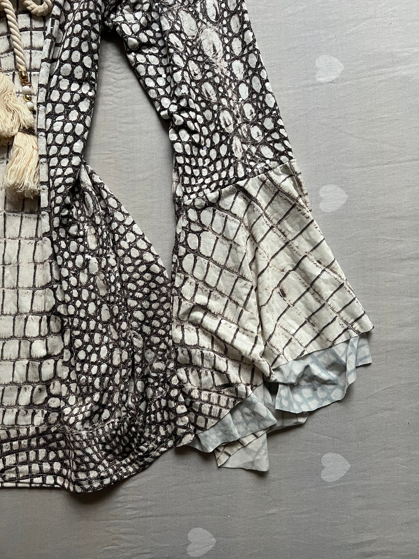 Crocodile Print Boho Long Sleeve Top