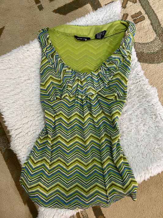 Retro Striped Ruffle Tank