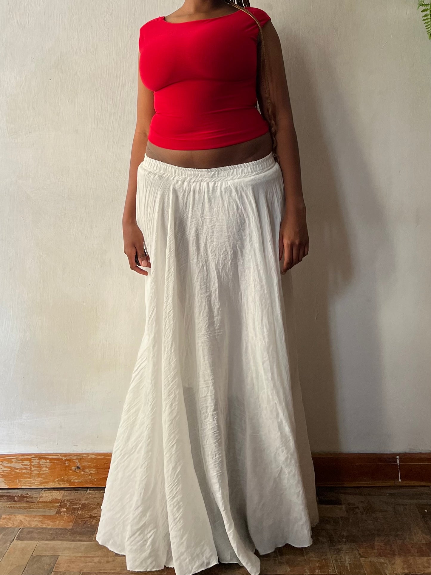 White Cotton Maxi Skirt