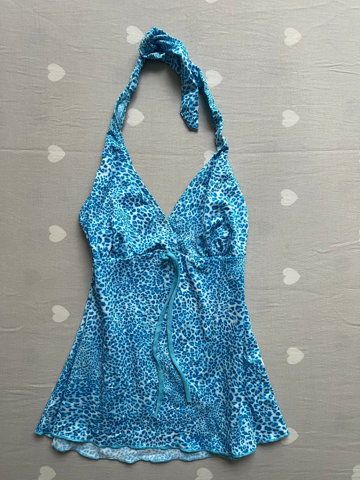 Blue leopard print halter top
