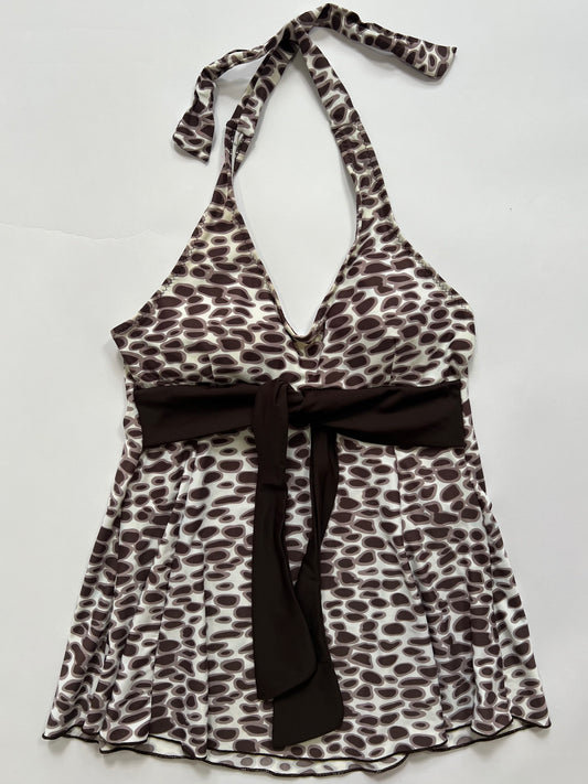 Brown Abstract Print Tankini Halter