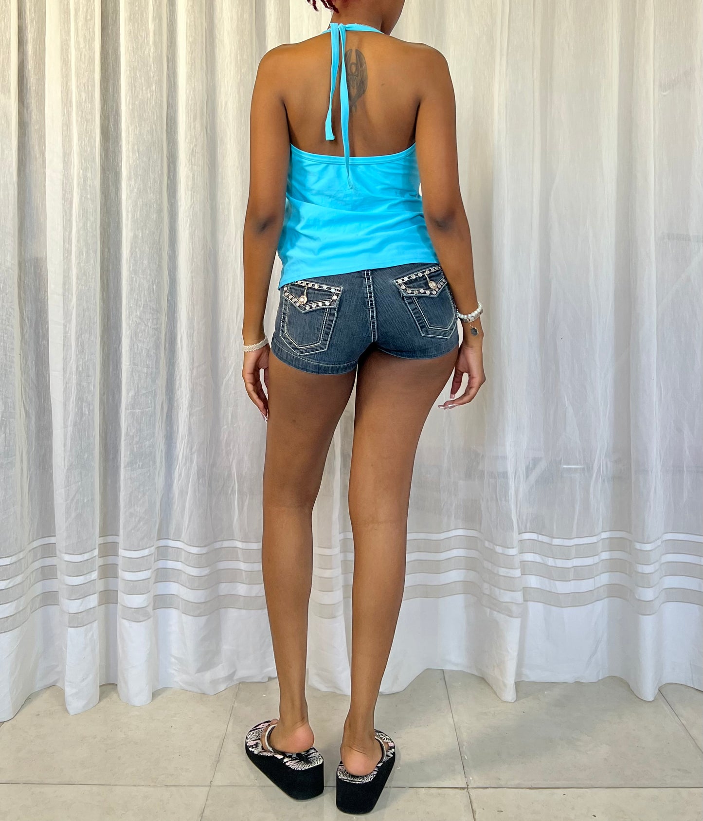 Blue Halter Tankini Top